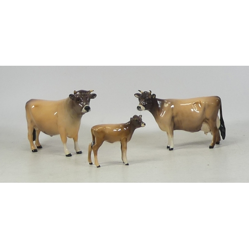 100 - Beswick Jersey Cattle Family including Bull, Cow and Calf (3)