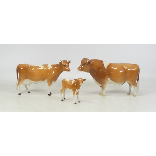 101 - Beswick Guernsey Cattle Family Comprising: Bull Ch. Sabrina's Sir Richmond 14th 1451, Cow 1248A and ... 