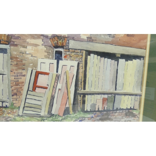 464 - Framed Signed Watercolour 'Doors, Penkhull Farm April 72 By David. S. Dodd. Frame 74cm Wide x 56cm T... 