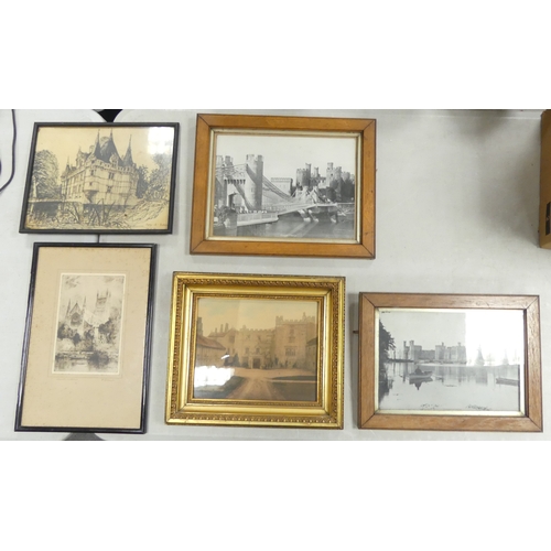 465 - A Selection Of  Framed Pictures of Various Media To Include Kendal, Sizergh Castle, Azay Le Rideaux ... 