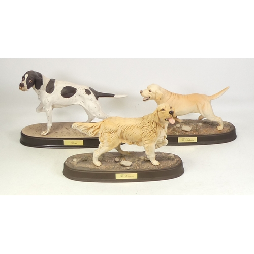 96 - Beswick dogs on ceramic plinths to include Pointer, Labrador and Retriever (3) Two Detached from Bas... 