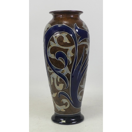 141 - Royal Doulton, Stoneware Baluster Vase. Decorated with whiplash foliate motifs. Impressed 'Royal Dou... 