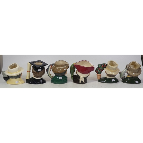 173 - Six Royal Doulton Small Character Jugs to include The Bowls Player D6896, The Gardener D6868, The Po... 