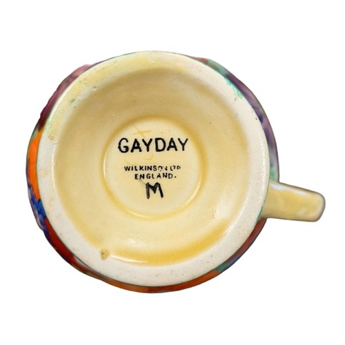 58 - Clarice Cliff for Wilkinson, Gayday Pattern Cream Jug. Rerstoration to handle.