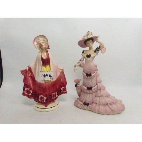 67 - Art Deco period Hertwig & Co figure of a lady in bonnet and shawl together with a bisque Coalport fi... 