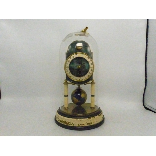 286 - KAISER: German 400 day dome clock, moon-phase with terrestrial globe pendulum, circa 1950s, with rec... 