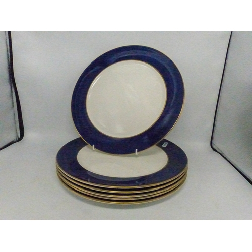 218 - Royal Crown Derby set of six dinner plates in the Cobalt Band pattern, diameter 30cm (6).