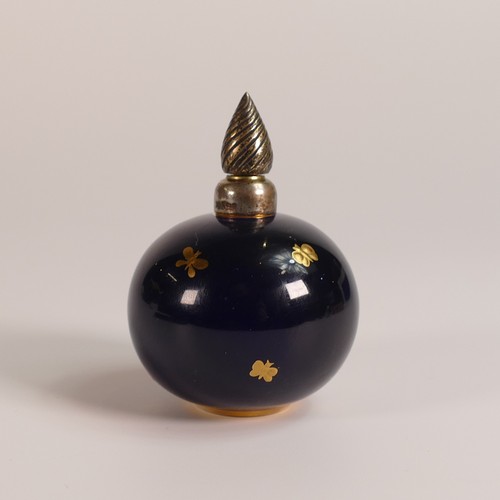 81 - Stefan Nowacki for Lynton Porcelain, small globular scent bottle. Cobalt blue ground, heavily gilt w... 