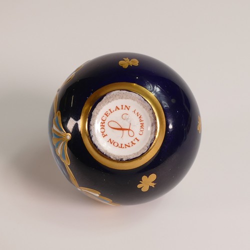 81 - Stefan Nowacki for Lynton Porcelain, small globular scent bottle. Cobalt blue ground, heavily gilt w... 