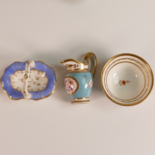 84 - A collection of mostly 19th century porcelain miniatures including Foley Moon flask, Worcester green... 