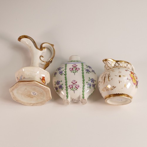 84 - A collection of mostly 19th century porcelain miniatures including Foley Moon flask, Worcester green... 