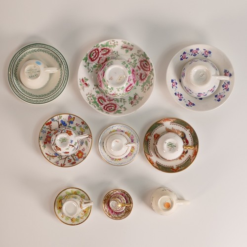 86 - Nine 19th and early 20th century porcelain miniatures including examples from Spode, Wedgwood, unmar... 