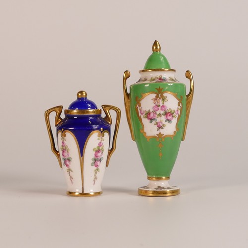 87 - Five hand painted 19th and early 20th century porcelain miniatures - includes Samuel Alcock Hill Pot... 