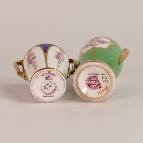 87 - Five hand painted 19th and early 20th century porcelain miniatures - includes Samuel Alcock Hill Pot... 