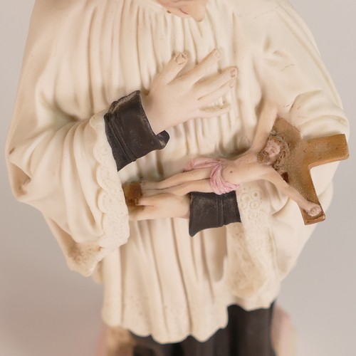 90 - Robinson & Leadbeater coloured Parian figure of St. Aloysius. (H: 28cm)