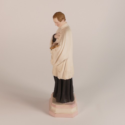 90 - Robinson & Leadbeater coloured Parian figure of St. Aloysius. (H: 28cm)