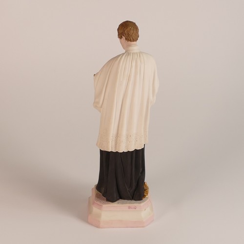 90 - Robinson & Leadbeater coloured Parian figure of St. Aloysius. (H: 28cm)