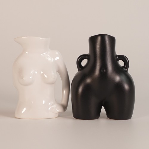 92 - Anissa Kermiche 'two set' to include black Love Handles vase and a White Jugs jug vase Height 10cm (... 