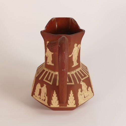 95 - Early 19th century Spode redware Hydra jug. Decorated in white / cream coloured Neoclassical Jasper.... 