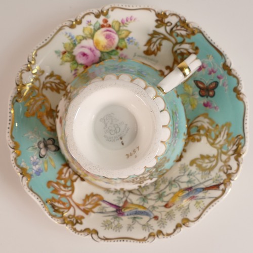 96 - EB Foley Rococo style cup and saucer, hand painted by Woodhouse and lavishly gilded. Height of cup  ... 