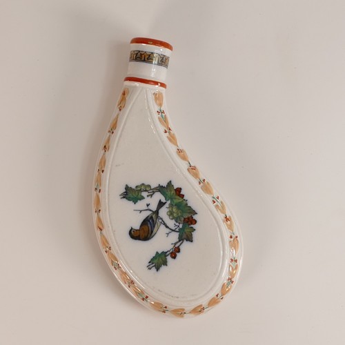 98 - Unusual 19th century transfer-printed Earthenware flask. Length: 20cm