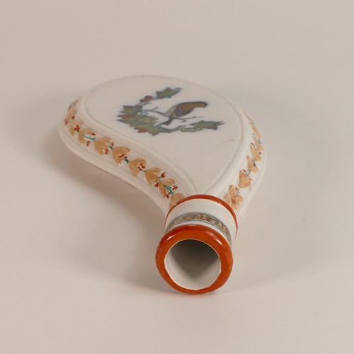 98 - Unusual 19th century transfer-printed Earthenware flask. Length: 20cm