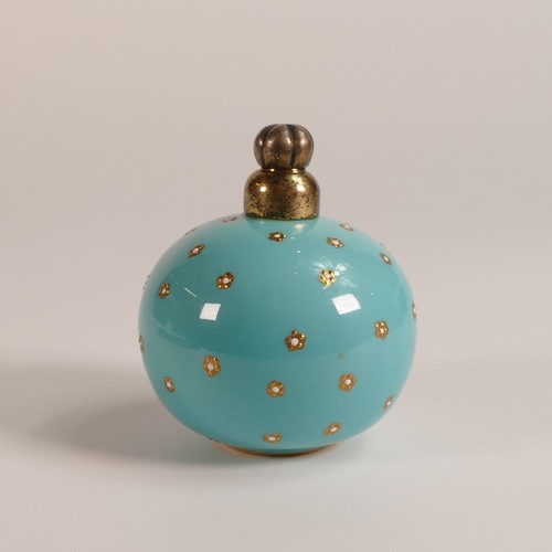 119 - Stefan Nowacki for Lynton Porcelain, small globular scent bottle. Turquoise ground, heavily gilt wit... 