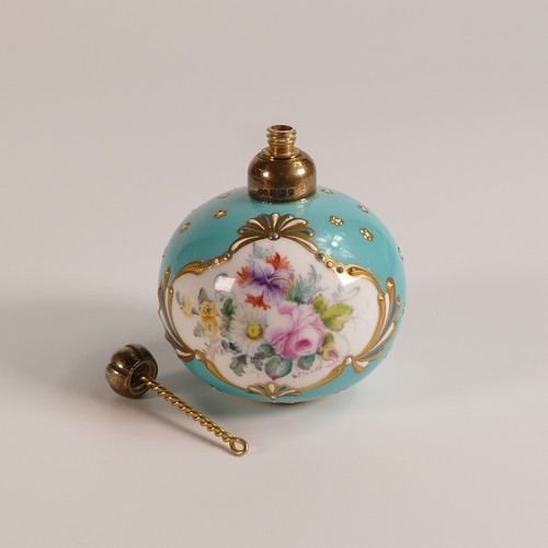 119 - Stefan Nowacki for Lynton Porcelain, small globular scent bottle. Turquoise ground, heavily gilt wit... 