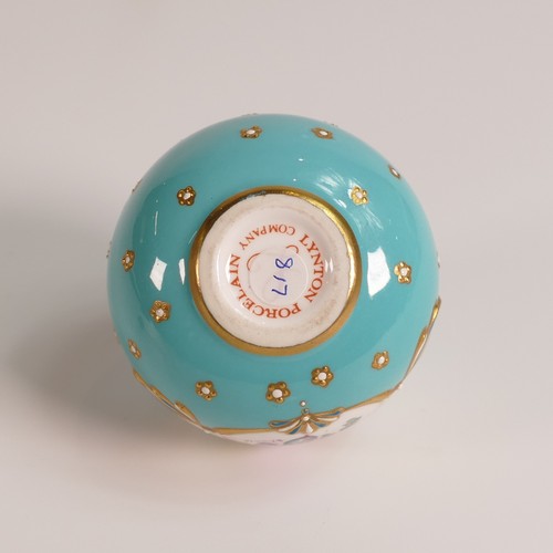 119 - Stefan Nowacki for Lynton Porcelain, small globular scent bottle. Turquoise ground, heavily gilt wit... 