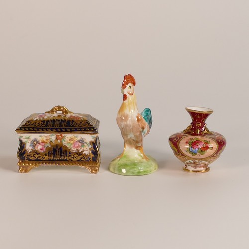 123 - Crown Staffordshire, twelve miniatures to include rare and unusual examples. Bough pot, cottage, lid... 