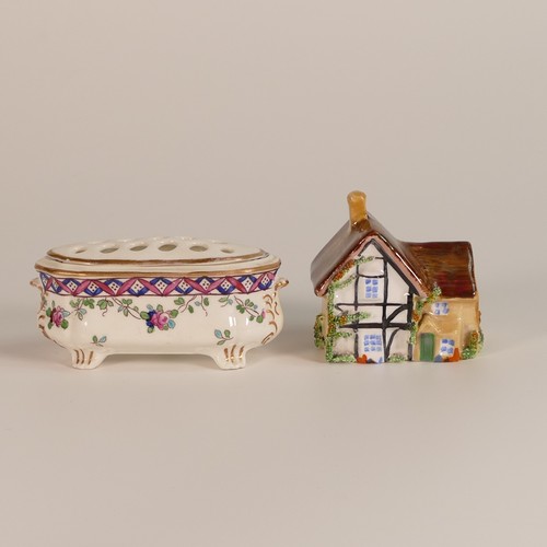 123 - Crown Staffordshire, twelve miniatures to include rare and unusual examples. Bough pot, cottage, lid... 