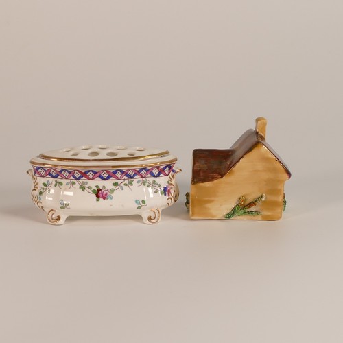 123 - Crown Staffordshire, twelve miniatures to include rare and unusual examples. Bough pot, cottage, lid... 