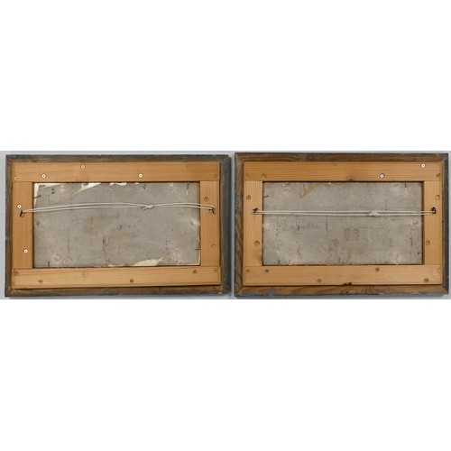 133 - A pair of Victorian hand painted earthenware tiles. Pencil notes to the back attribute the scenes as... 