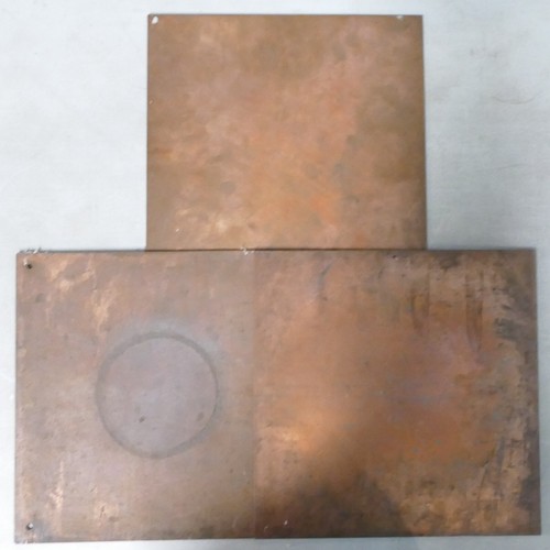 143 - Myott Meakin, three original Copper printing plates from the 'Robin Hood' series. Height: 33cm Width... 