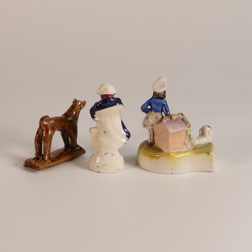 148 - A Collection of mostly Staffordshire toy figures and other miniatures including Pearlware crib, Napo... 