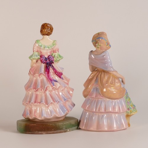 151 - Two early lady figures, Adderley China 
 'Peggy' on onyx base together with rare Crown Devon Fieldin... 