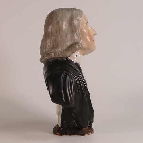 158 - Staffordshire 19th century bust of Rev. John Wesley (1703-1791). After the second reworked model of ... 