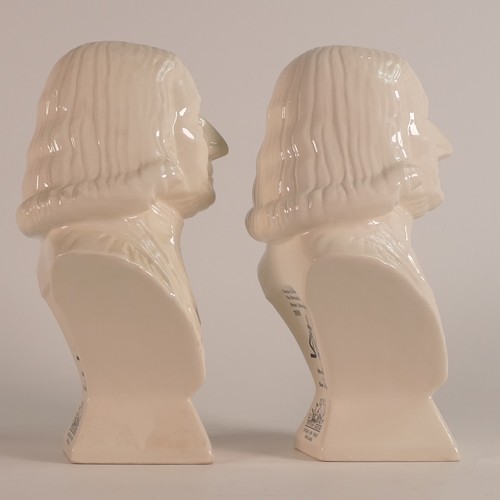 161 - Gladstone Pottery, two Sue Sutton busts of Rev. John Wesley (1703-1791). Produced in 1988 in a limit... 