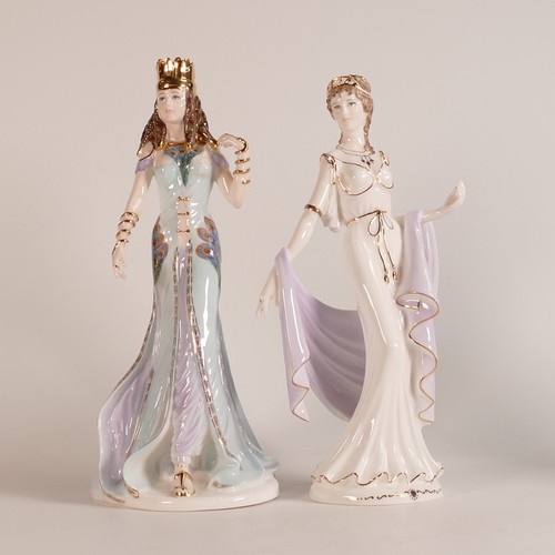 195 - Coalport, three Compton & Woodhouse limited edition figures of Helen of Troy, Delilah and Cleopatra.... 