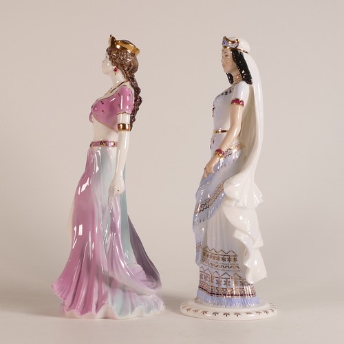 196 - Coalport, two Compton & Woodhouse limited edition figures of Salome and Queen of Sheba. Both with ce... 