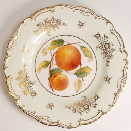 246 - R. Gosling and R. Shufflebotham for Minton, two hand painted fruit and floral cabinet plates. Cream ... 