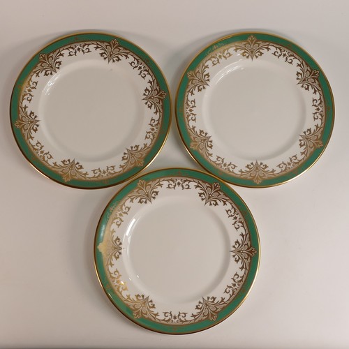 275 - De Lamerie, three green ground dinner plates together with three side plates. Specially made high en... 