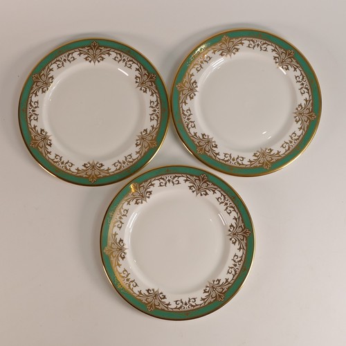 275 - De Lamerie, three green ground dinner plates together with three side plates. Specially made high en... 