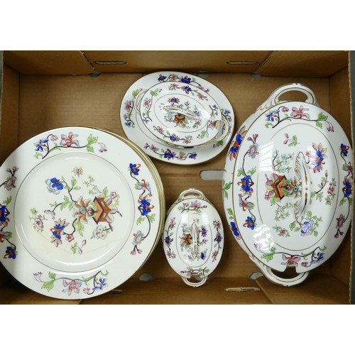 299 - Coalport, Flower Pot pattern dinner service comprising side plates, soup plates, dessert plates, din... 