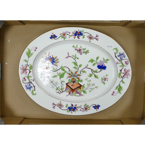 299 - Coalport, Flower Pot pattern dinner service comprising side plates, soup plates, dessert plates, din... 