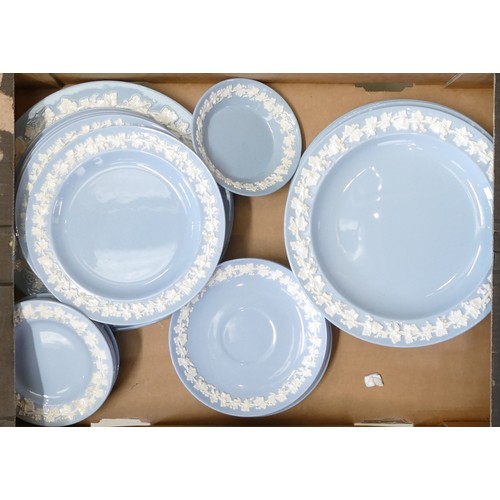 308 - Wedgwood, embossed Queensware part service includes Dinner Plates, Coffee Pot, Tea pot, Tea cups, Sa... 