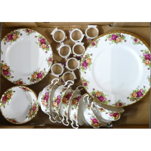 312 - Royal Albert, large collection of Old Country Roses tea ware includes oval serving platters, two lid... 