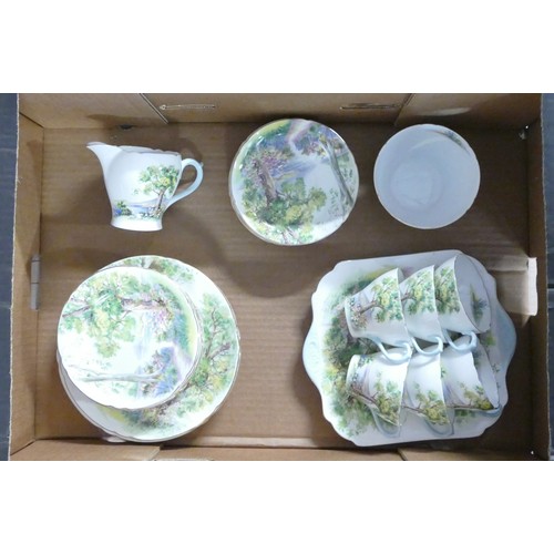 319 - Shelley part tea set 'Woodland' to include six tea cups, six saucers, six side plates, six plates 20... 