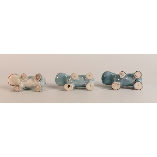 331 - Beswick, three blue gloss Hippos (3)