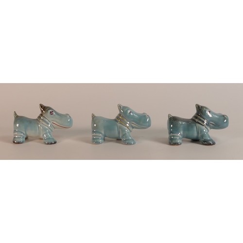 331 - Beswick, three blue gloss Hippos (3)